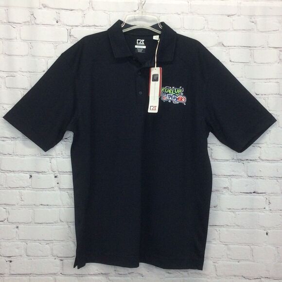 Cutter & Buck NFL Polo Men’s Size L “Fuel Up To Play 60” Dry Tec Athleisure Navy - Picture 7 of 11